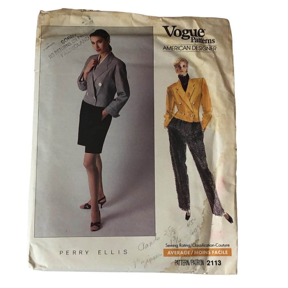 Vogue Patterns Sewing American Designer PERRY‎ ELLIS Size 12 Uncut Vtg